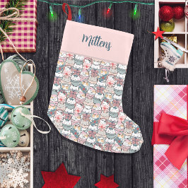 Meowy Christmas Magic Monogram Multi-Muster Cat Kleiner Weihnachtsstrumpf