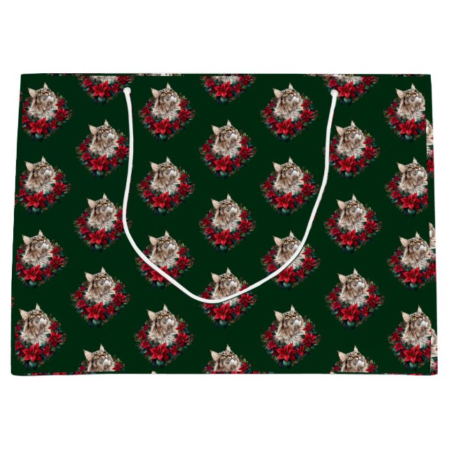 Meowy Christmas Maine Coon Cat  Große Geschenktüte (Vorderseite)