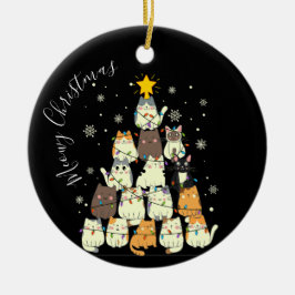 Meowy Christmas Merry Cat Tree Keramik Ornament