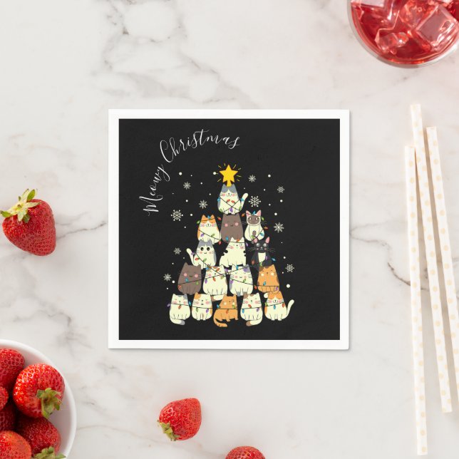 Meowy Christmas Merry Cat Tree Serviette (Beispiel)