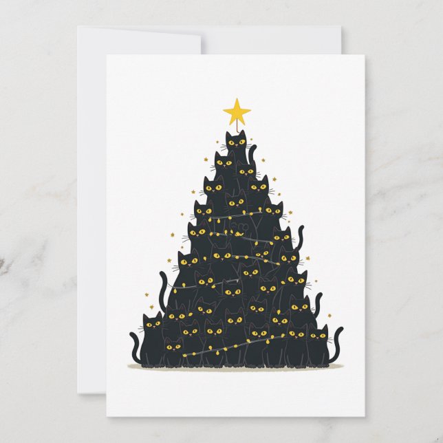 Meowy Christmas Merry Catmas Einladung (Vorderseite)