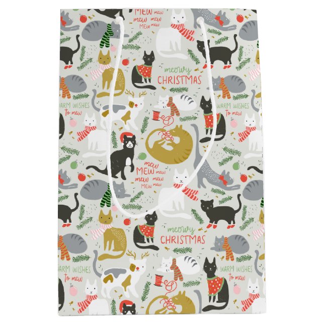 Meowy Christmas Mittlere Geschenktüte (Vorderseite)