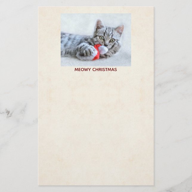 Meowy Christmas Niedlich Gray Tabby Cat Briefpapier (Vorderseite)