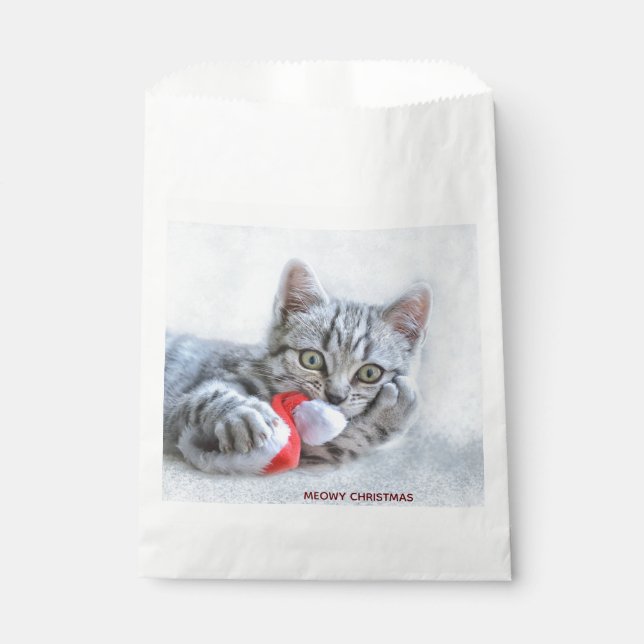 Meowy Christmas Niedlich Gray Tabby Cat Geschenktütchen (Vorderseite)