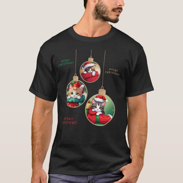 "Meowy Christmas Ornaments" T-Shirt (Vorderseite)