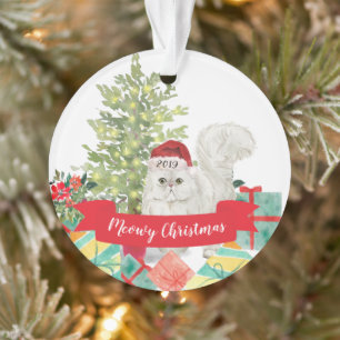 Meowy Christmas Persian Cat Ornament