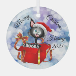 Meowy Christmas Personalized Cat Ornament Aus Glas