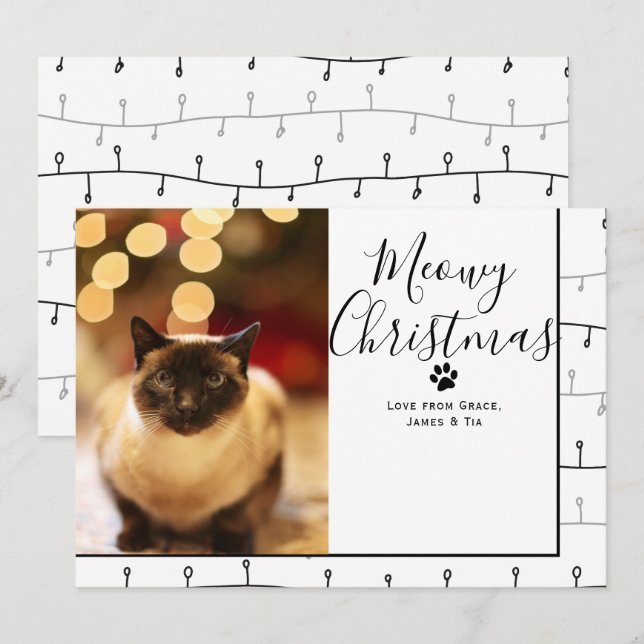 Meowy Christmas Pet Cat Weihnachtskarte Einladung (Vorne/Hinten)