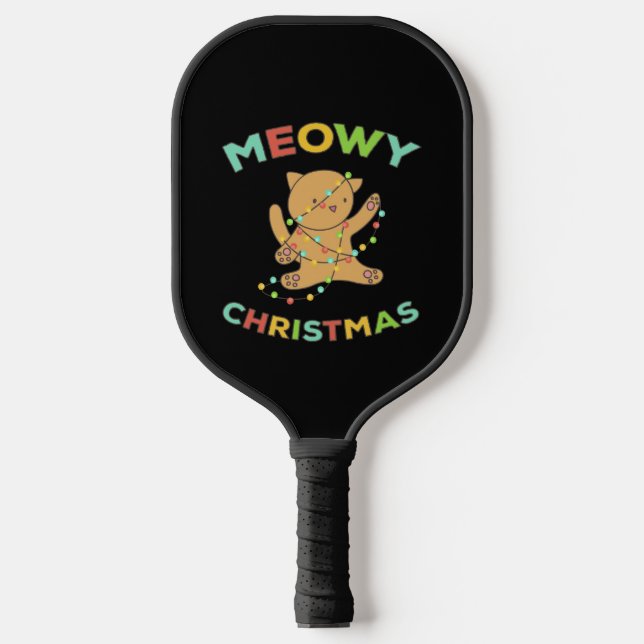 Meowy Christmas Pickleball Schläger (Vorderseite)