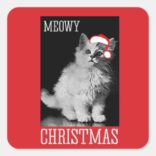 Meowy Christmas Quadratischer Aufkleber