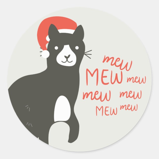 Meowy Christmas Runder Aufkleber (Vorderseite)