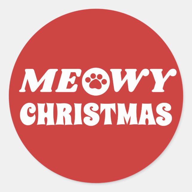 Meowy Christmas Runder Aufkleber (Vorderseite)