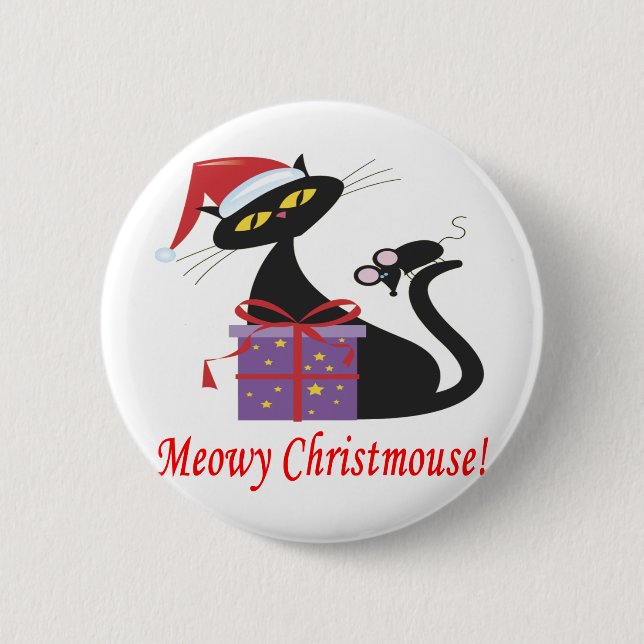 Meowy Christmouse Button (Vorderseite)