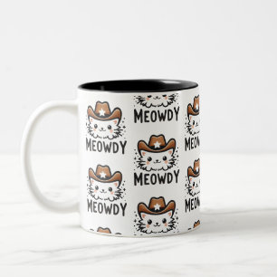 Meowy Cowboy-Hutkatze-Muster Zweifarbige Tasse