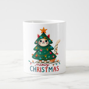 Meowy Funny Christmas Cat Jumbo-Tasse