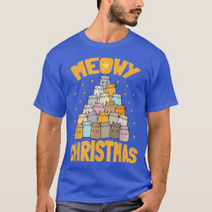 Meowy Hanukkah Kat Weihnachtsbaum Jüdische Chanuka T-Shirt