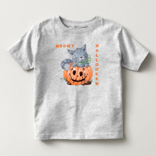 Meowy Jack o' Lantern Kitten Halloween Kleinkind T-shirt