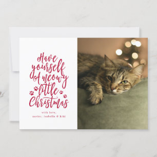 Meowy Little Christmas Blanc Carte photo de vacanc