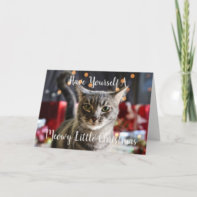 Meowy Little Christmas Greeting Card Feiertagskarte (Vorderseite)