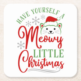 Meowy Little Christmas Rechteckiger Pappuntersetzer