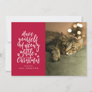 Meowy Little Christmas Red Holiday Carte photo