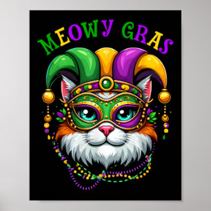 Meowy Mardi Gras Funny Nola Cat Lover Eigentümer G Poster