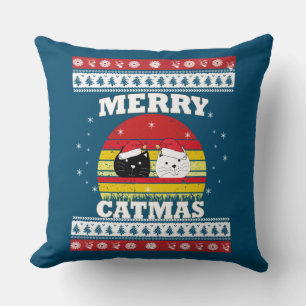 Meowy Merry Catmas Ugly Christmas Sweater Kissen