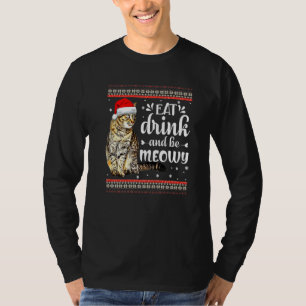 Meowy Tabby Cat Ugly Christmas Cat Sweater Jumper T-Shirt