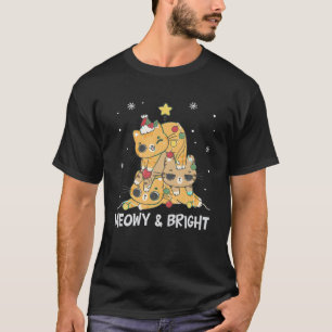 Meowy und helle Weihnachtsbaum leuchtet sonnige We T-Shirt