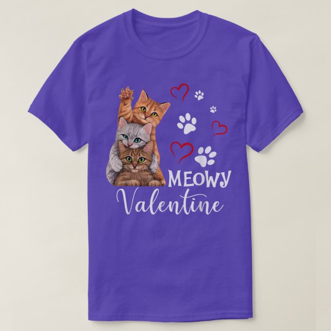 Meowy Valentine Cats Niedlich Kitten Cat Valentine T-Shirt (Design vorne)