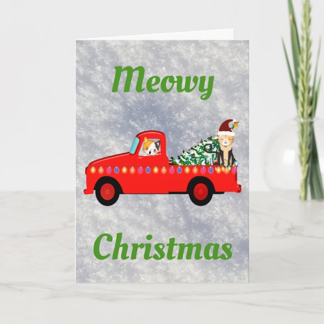 Meowy Weihnachten Coole Niedliche Katze Karte (Vorderseite)