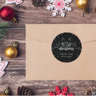 Meowy Weihnachten - Katzen-Ohren u. Bärte Runder Aufkleber