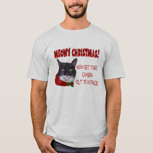 MEOWY WEIHNACHTEN! … Müde Miezekatze der Kamera T-Shirt