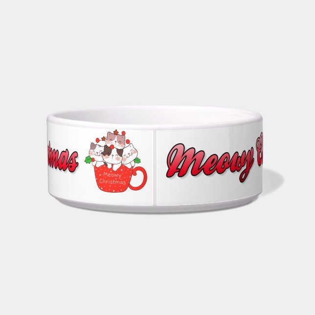Meowy Weihnachten Niedliche Kätzchen Bowl Napf (Rückseite)