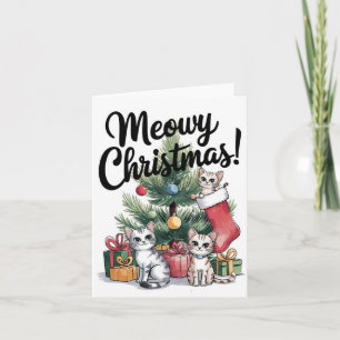 Meowy Weihnachten Niedliche Katzen Karte