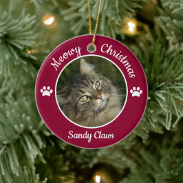 Meowy Weihnachten Niedlichen Cat Foto Name Jahr Pa Keramikornament