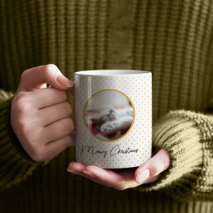 Meowy Weihnachten & Punkte Pattern Cat Foto Kaffeetasse