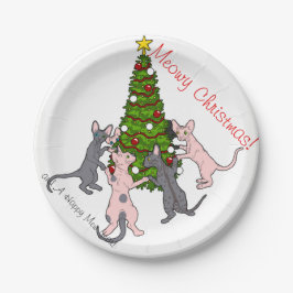 Meowy Weihnachten! Sphynx und Bambino-Teller Pappteller