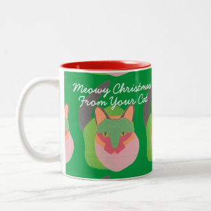 "Meowy Weihnachten von Ihrer Katze" Zweifarbige Tasse