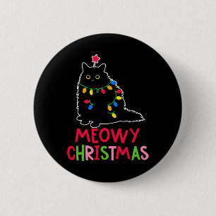 Meowy Weihnachten Weihnachten Lichter Black Cat Pa Button