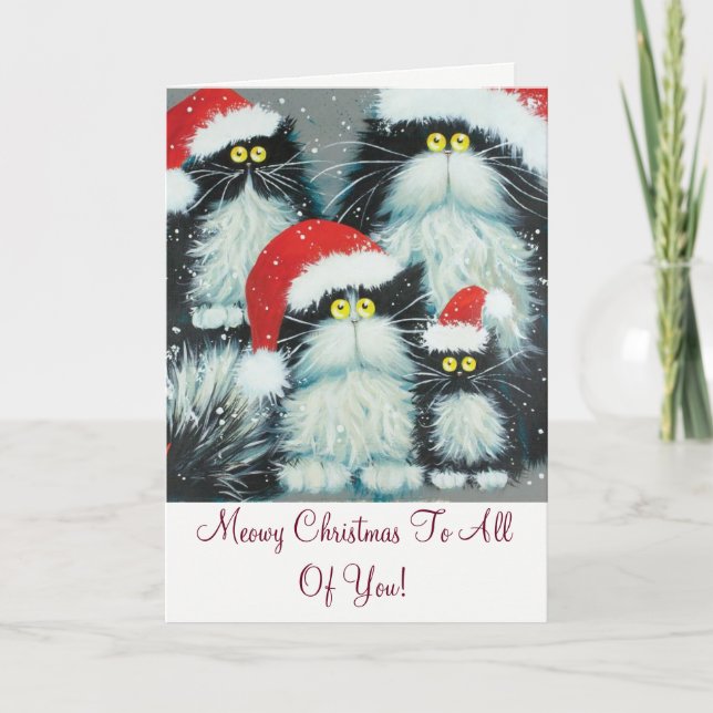 Meowy Weihnachten zu Ihnen! Weihnachtskarte (Vorderseite)