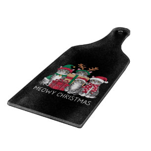 Meowy Weihnachts Cat Xmas Funny Cats Lover Schneidebrett