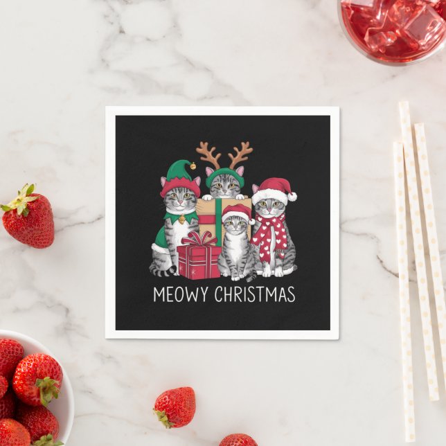 Meowy Weihnachts Cat Xmas Funny Cats Lover Serviette (Beispiel)