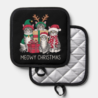 Meowy Weihnachts Cat Xmas Funny Cats Lover Topflappen