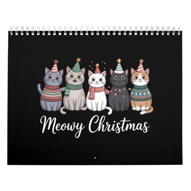 Meowy Weihnachts glückliche Katze Jahr Katze über  Kalender (Titelbild)