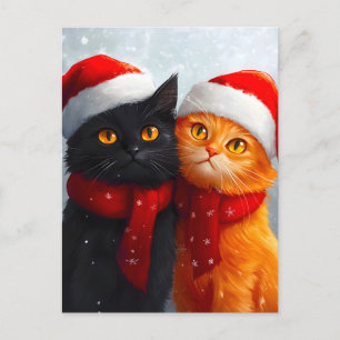 Meowy Weihnachts Winter Liebe Ankündigungspostkarte