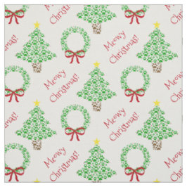 Meowy Weihnachtsbaum Print Holiday Trees & Wreaths Stoff