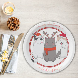 Meowy Weihnachtsferien Katzen Pappteller