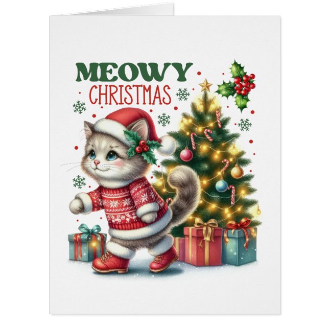 Meowy Weihnachtskarte (Vorderseite)