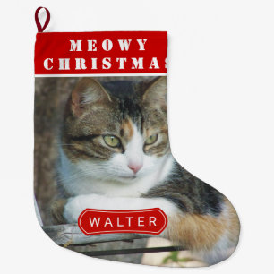 Meowy Weihnachtskatze Haustier Rotes Weihnachtsgeb Großer Weihnachtsstrumpf